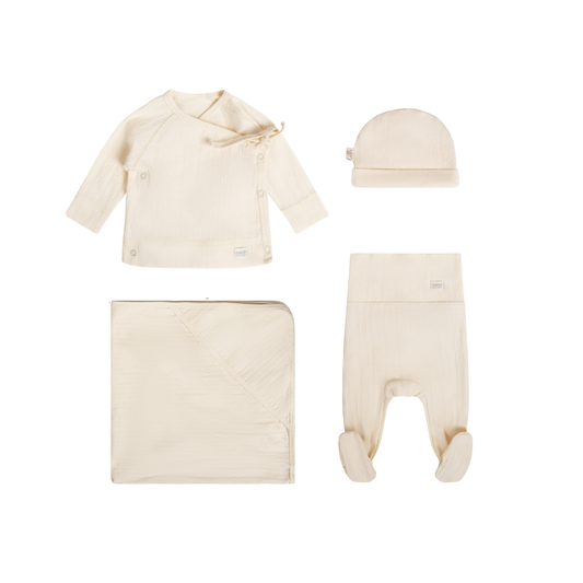 Pointelle - Cream -  Kimono Outfit Set (4-Piece)