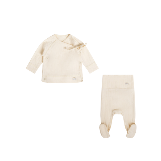 Pointelle - Cream - Kimono Two Piece Set
