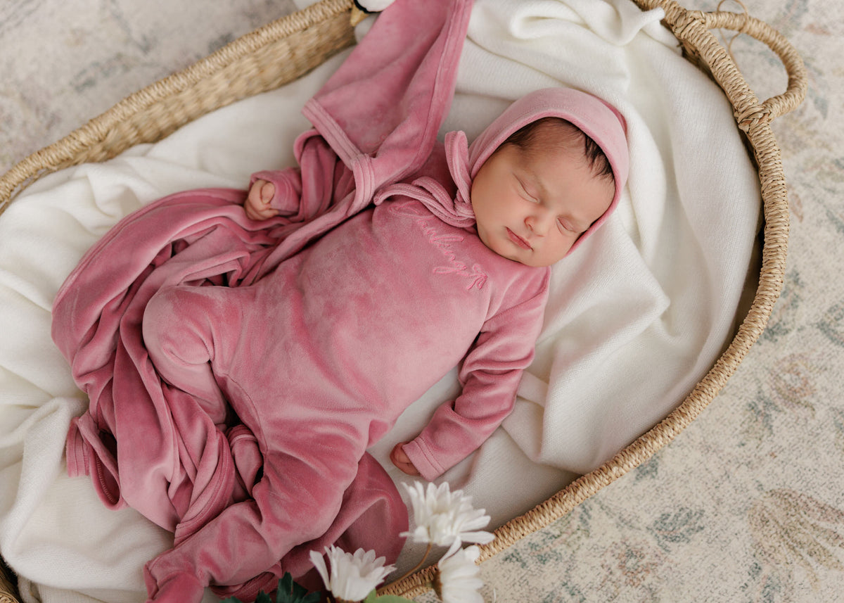 Darling Bow Footie & Bonnet Set - Orchid