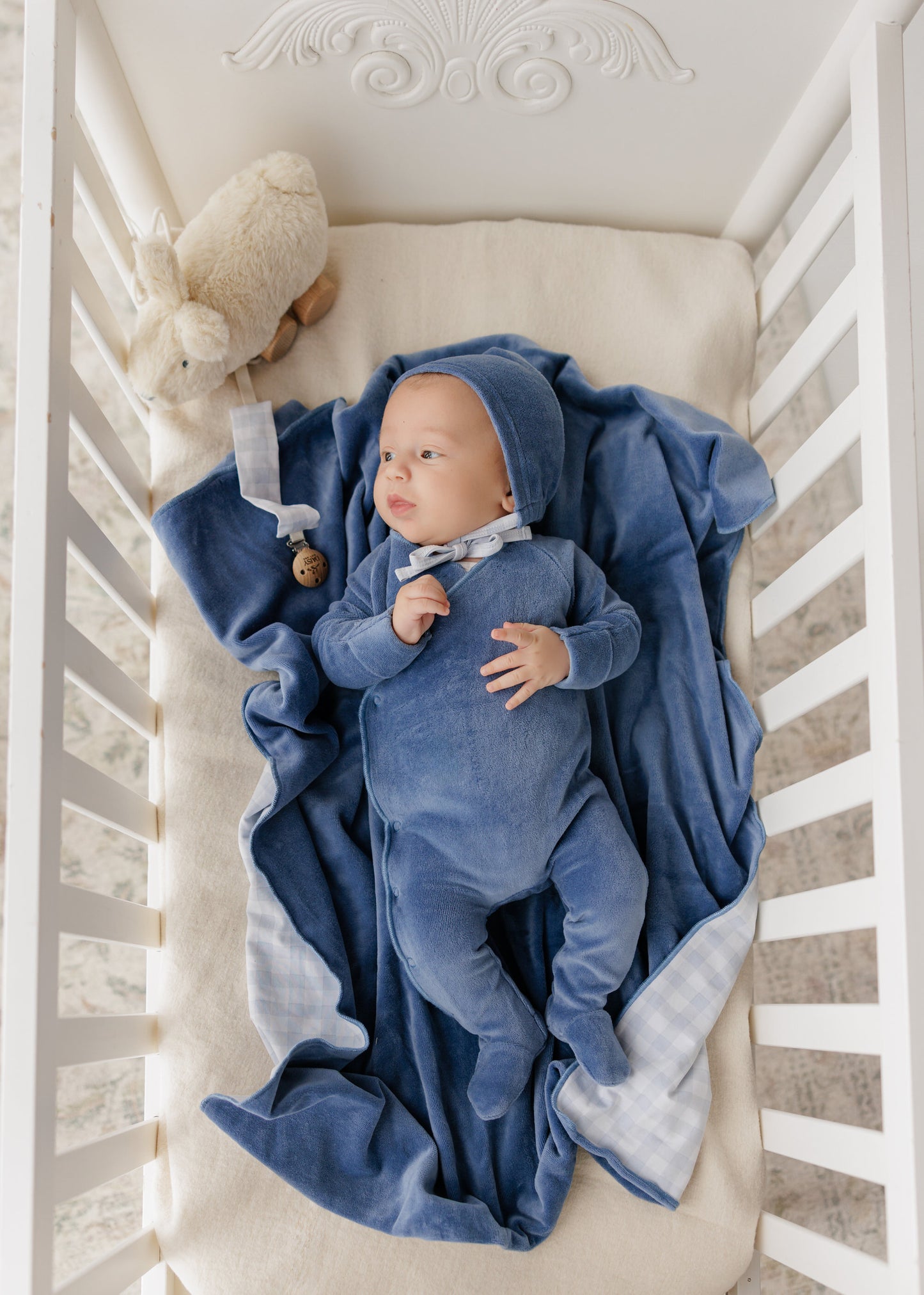 Gingham Patch Blanket - Navy