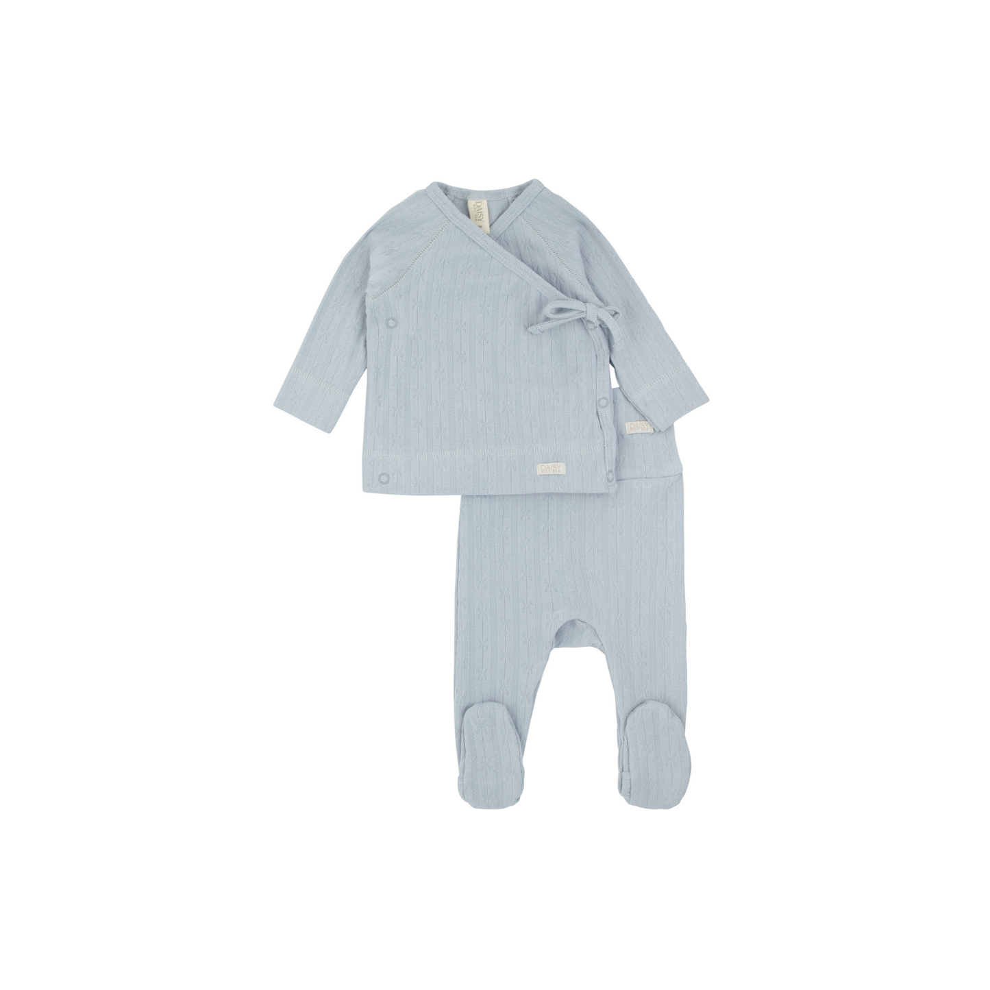 Pointelle - Blue - Kimono Two Piece Set