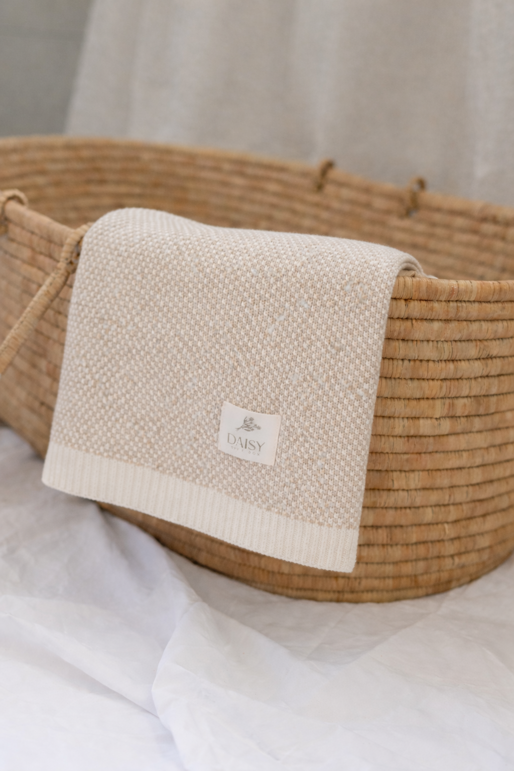 Petal Knit Blanket - Ecru