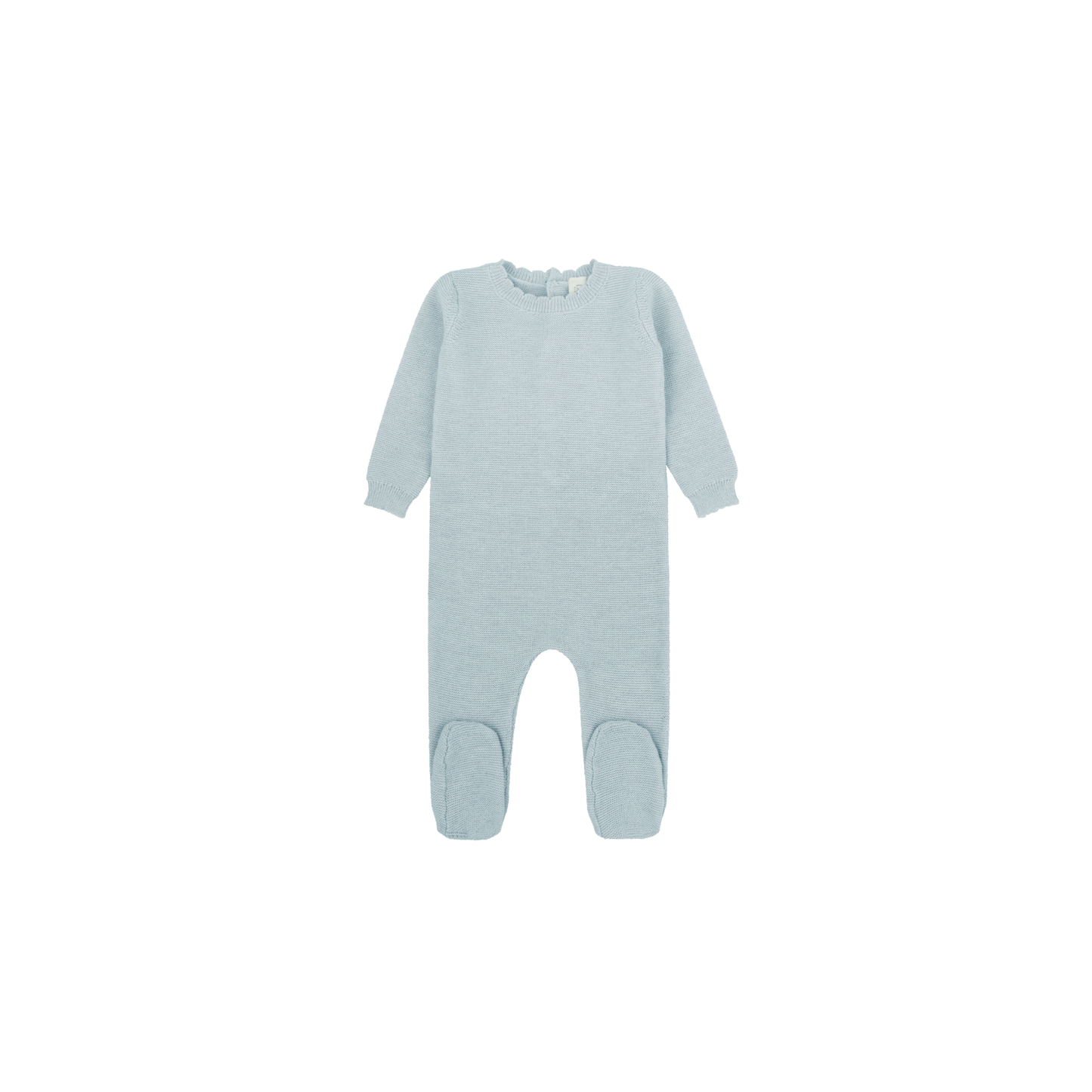 Scalloped Knit Footie - Celeste