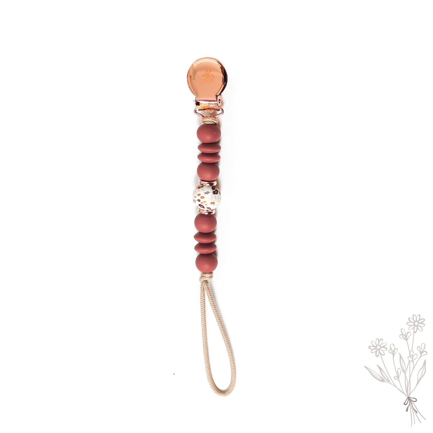 Plum Mauve Dainty Teething pacifier clip