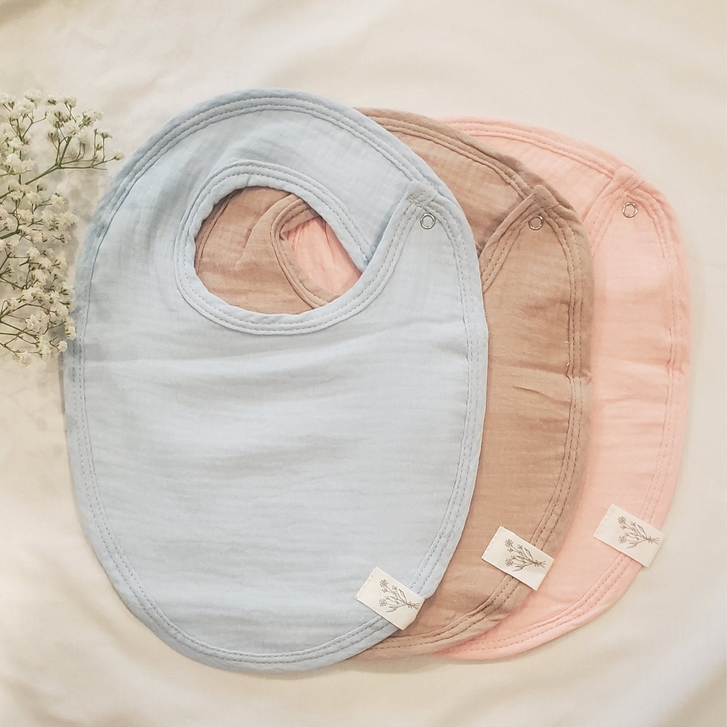 3 piece Absorbent Muslin Bibs