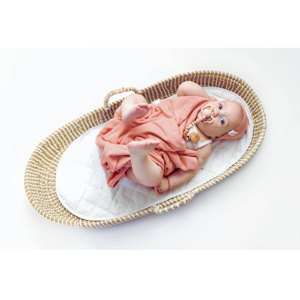 Ribbed Swaddle Beanie Set - Mauve