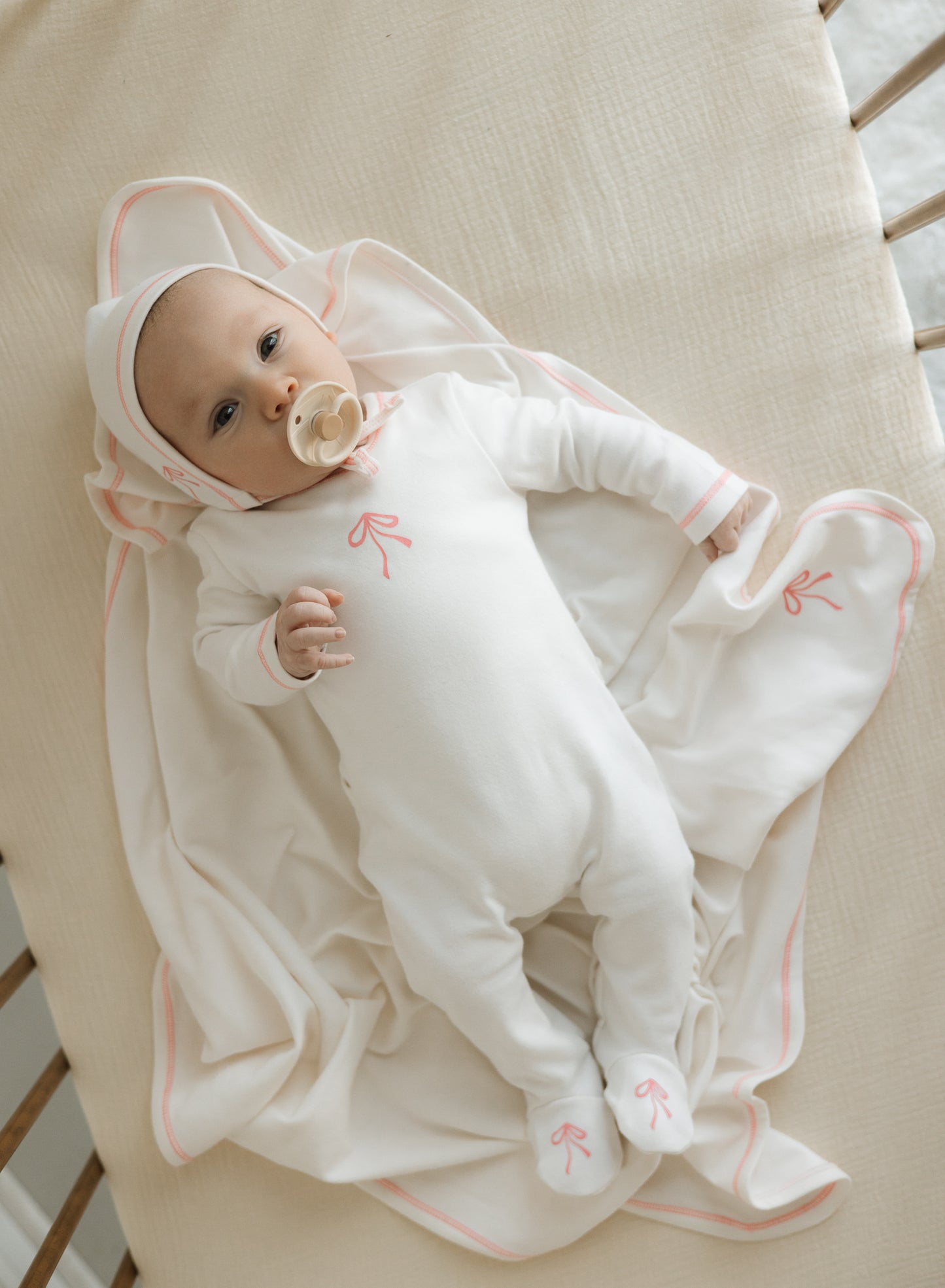 Petal & Leaf Footie - Soft Bow