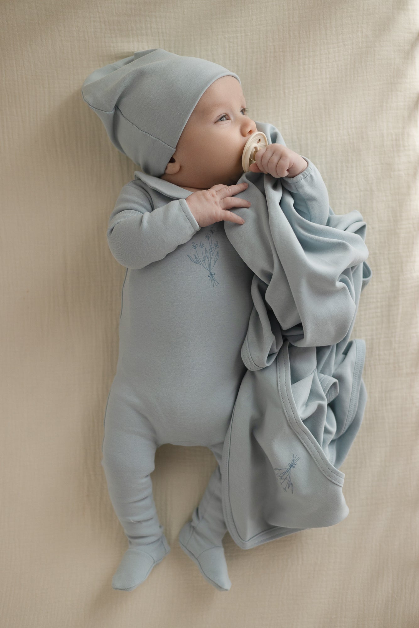 Baby Blossom Footie Set - Whisper Blue