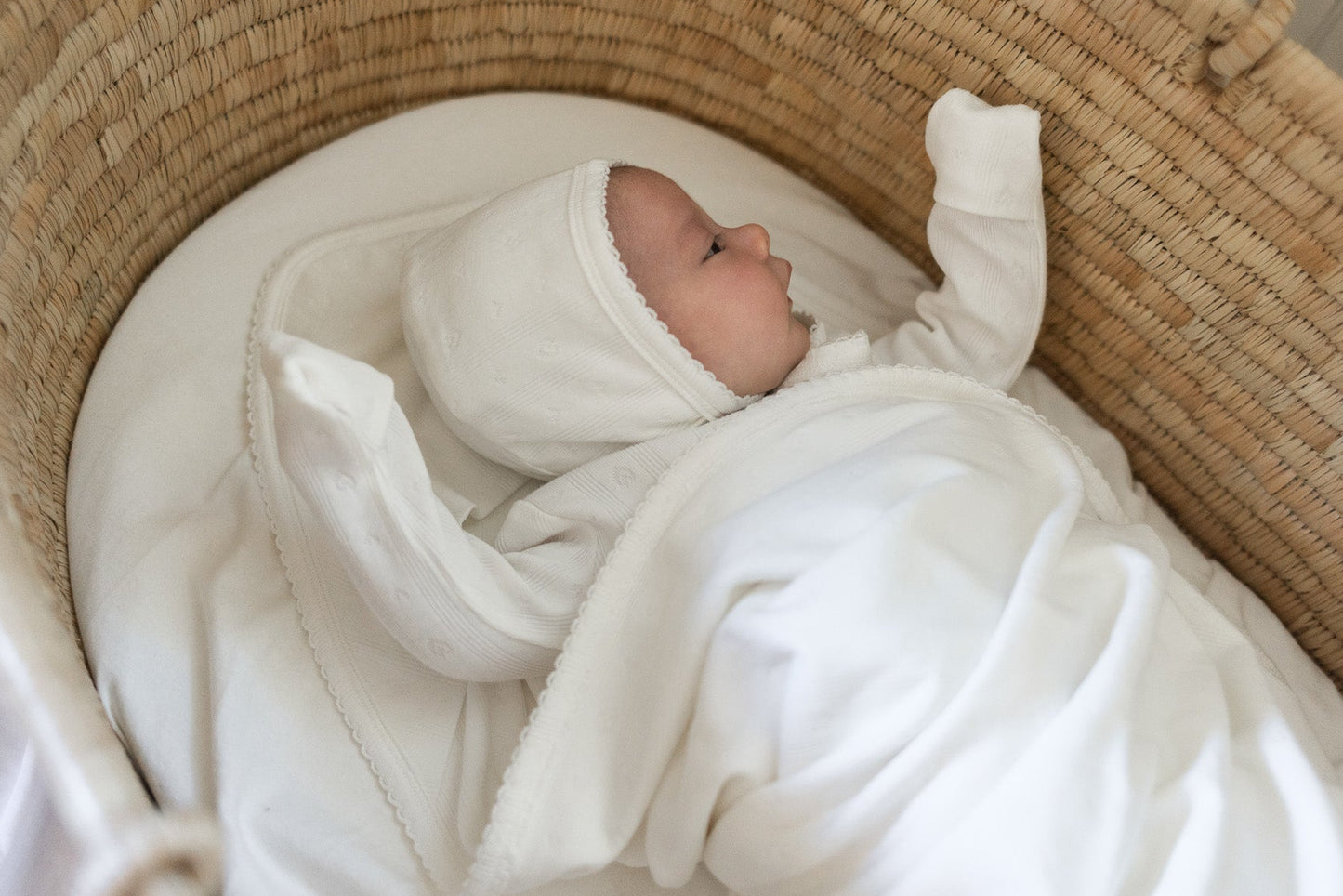 Pointelle Beanie - White