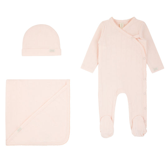 Pointelle Heart Layette Set - Soft Pink