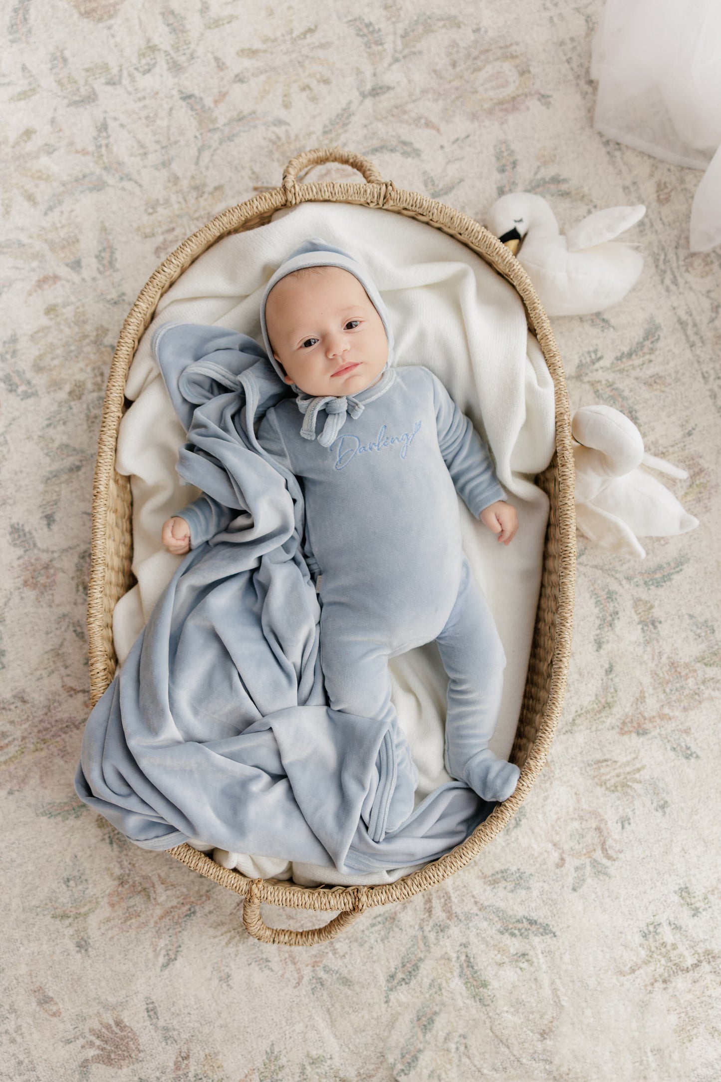 Darling Leaf Layette Set - Wisp Blue