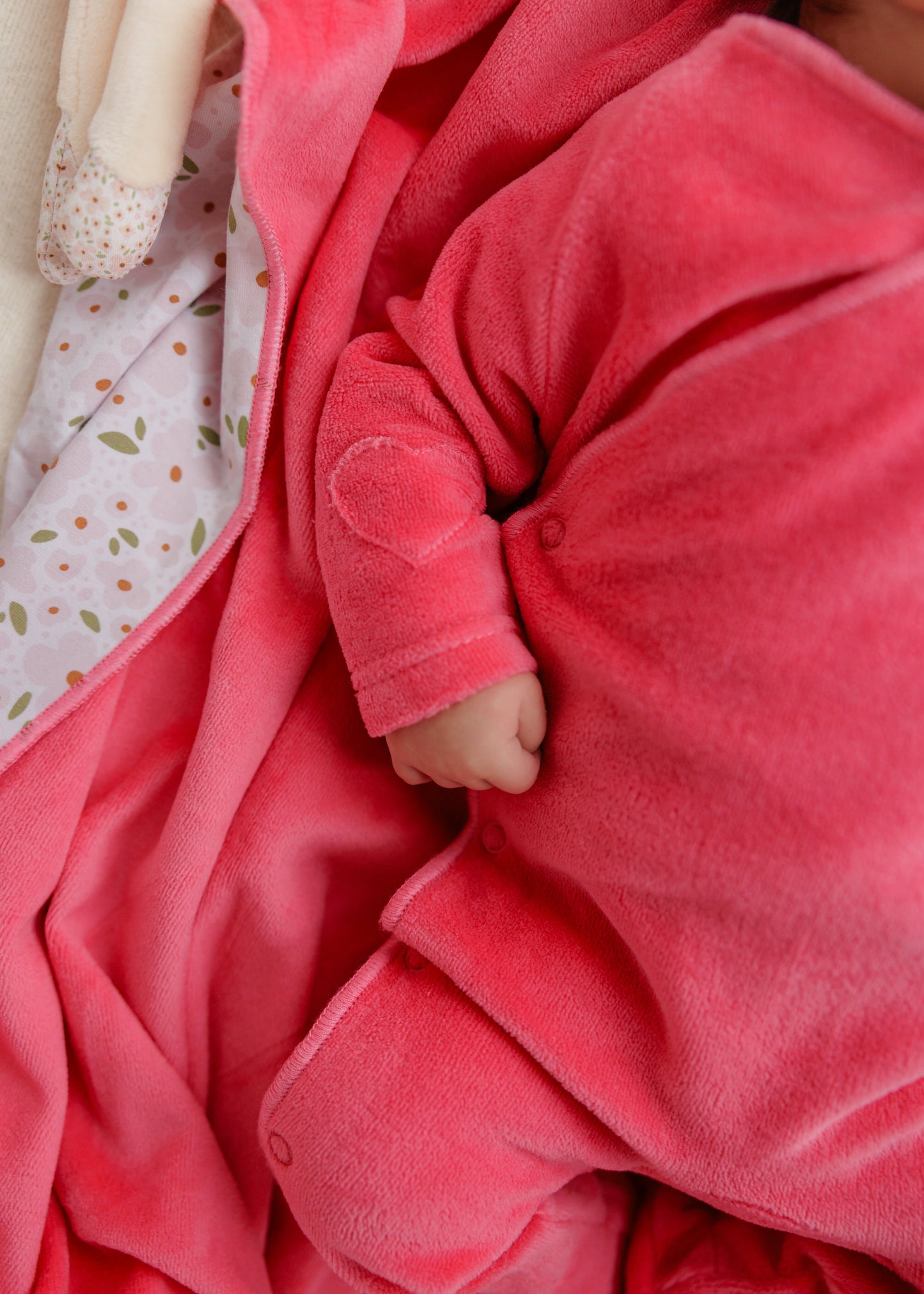 Floral Patch Footie & Bonnet - Hot Pink