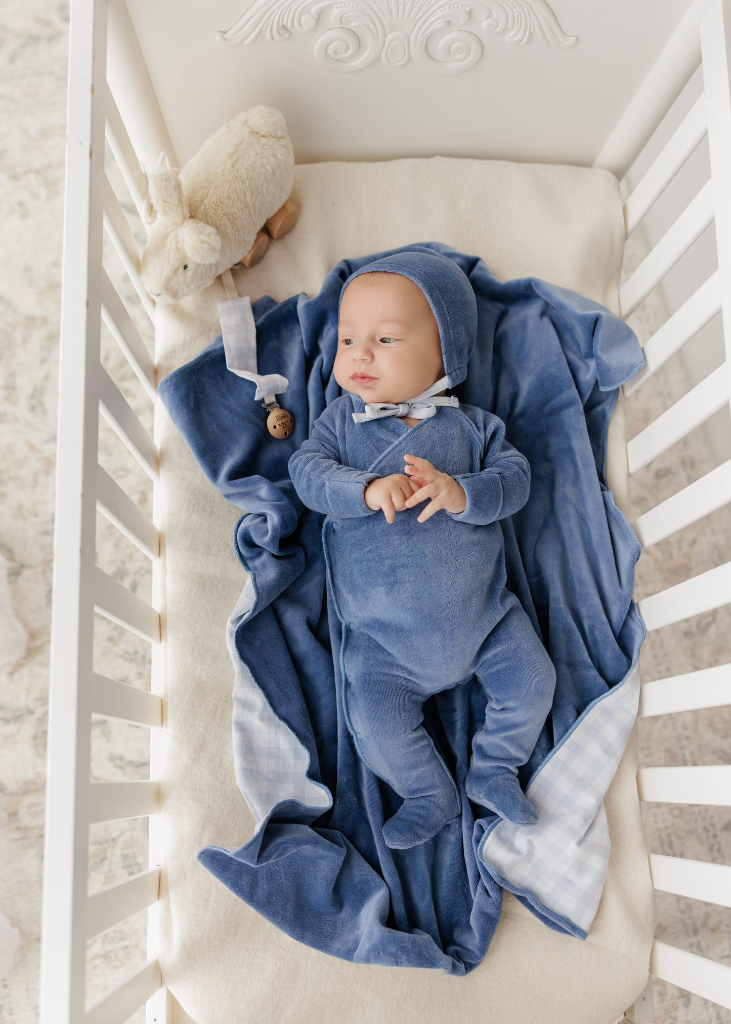 Gingham Patch Layette Set - Navy