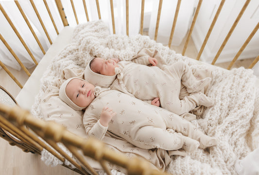 Winter Soft Floral Footie & Bonnet Set - Cocoa