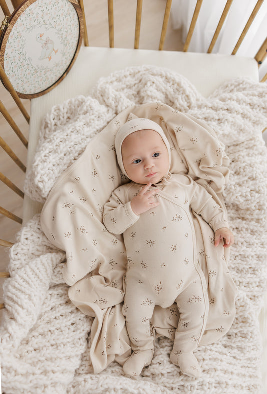 Winter Soft Floral Blanket - Cocoa