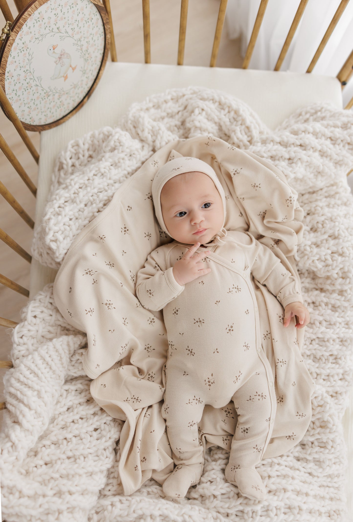 Winter Soft Floral Layette Set - Cocoa