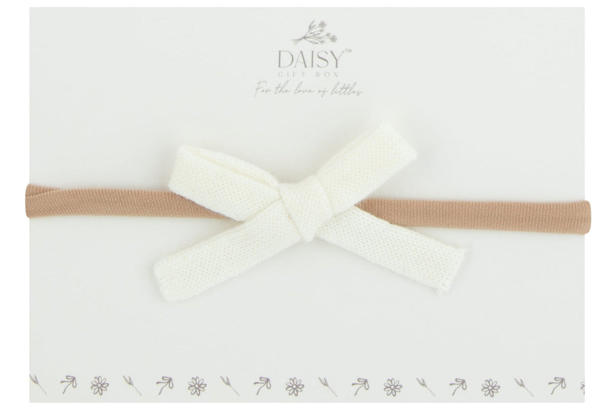 Knit Thin Bow Headband – Ivory