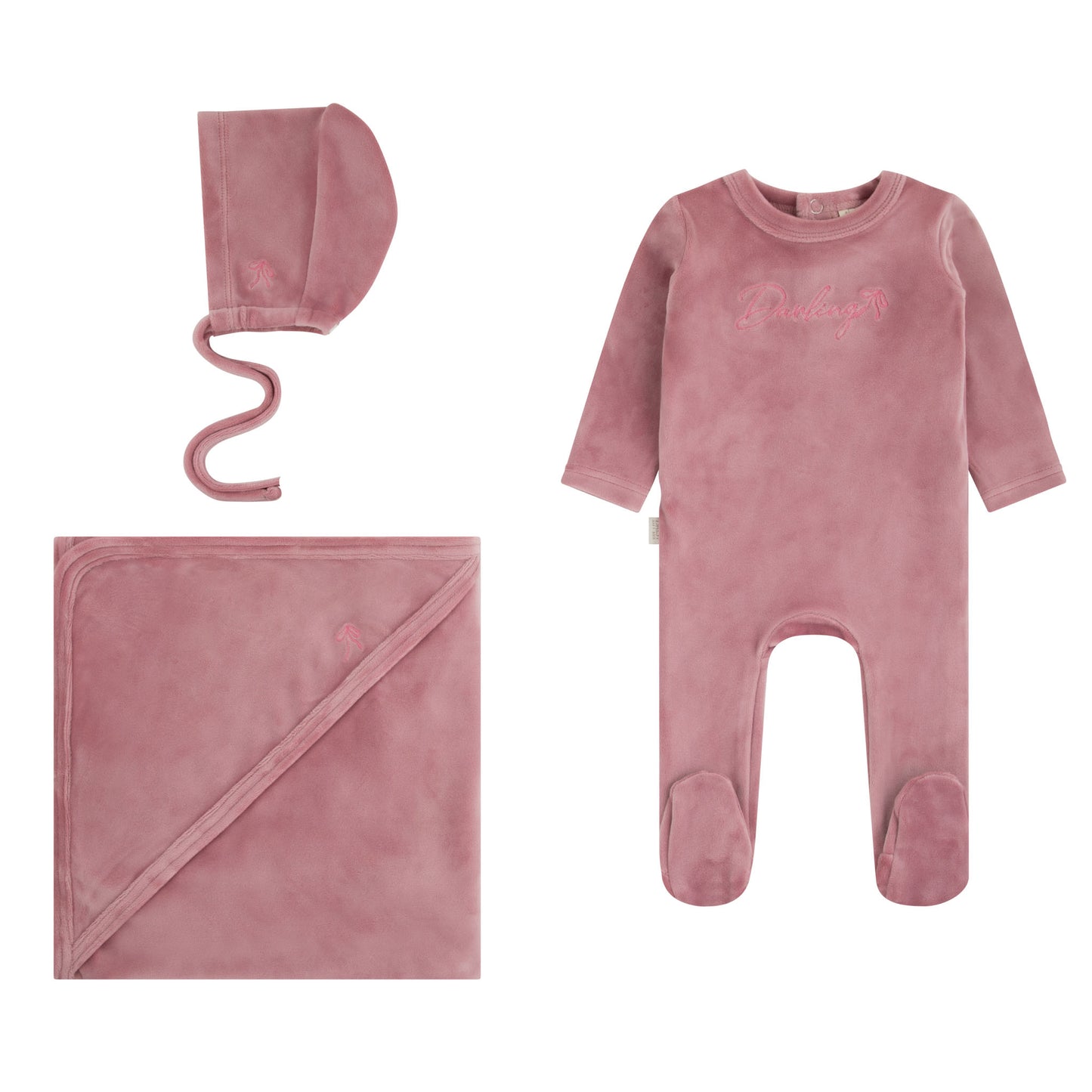 Velour Darling Bow Layette Set - Orchid