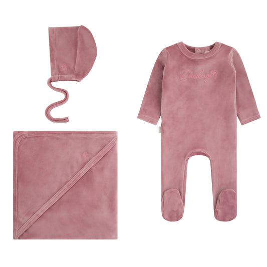 Velour Darling Bow Layette Set - Orchid