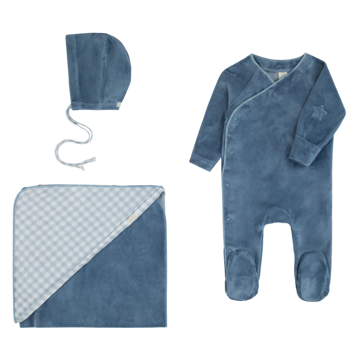 Gingham Patch Layette Set - Navy