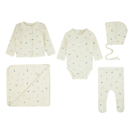 Ribbed Woodland Layette Set - Slate