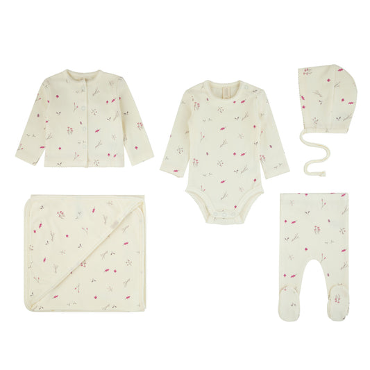 Ribbed Woodland Layette Set - Blush