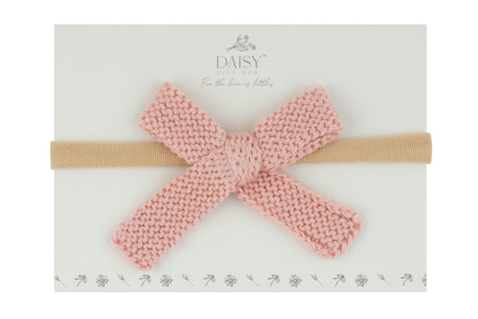 Knit Flat Bow Headband – Rose