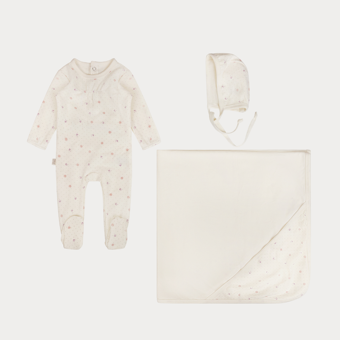 Ribbed - Bow - Layette Set