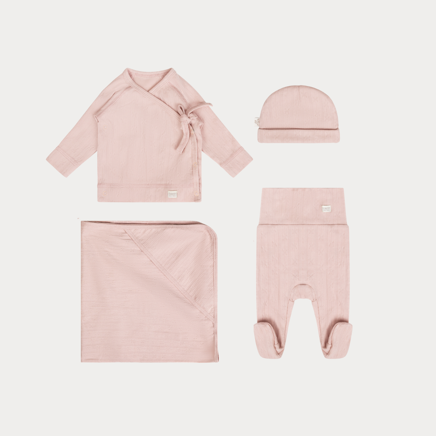 Pointelle - Blush -  Kimono Outfit Set (4-Piece)
