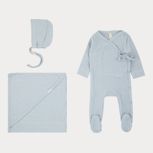 Pointelle - Blue - Layette Set (3 Piece)