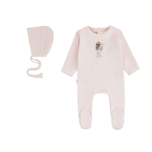 Doll Footie & Bonnet - Soft Pink