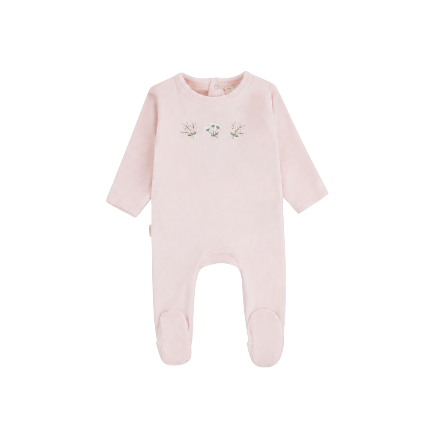 Detailed Velour Footie - Rose