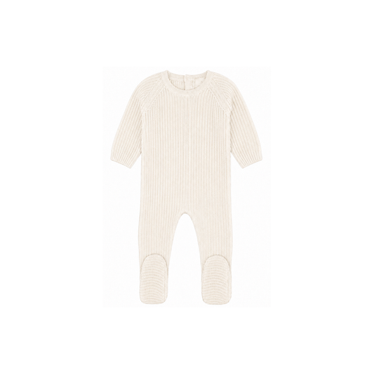 Rib Knit Footie - Cream