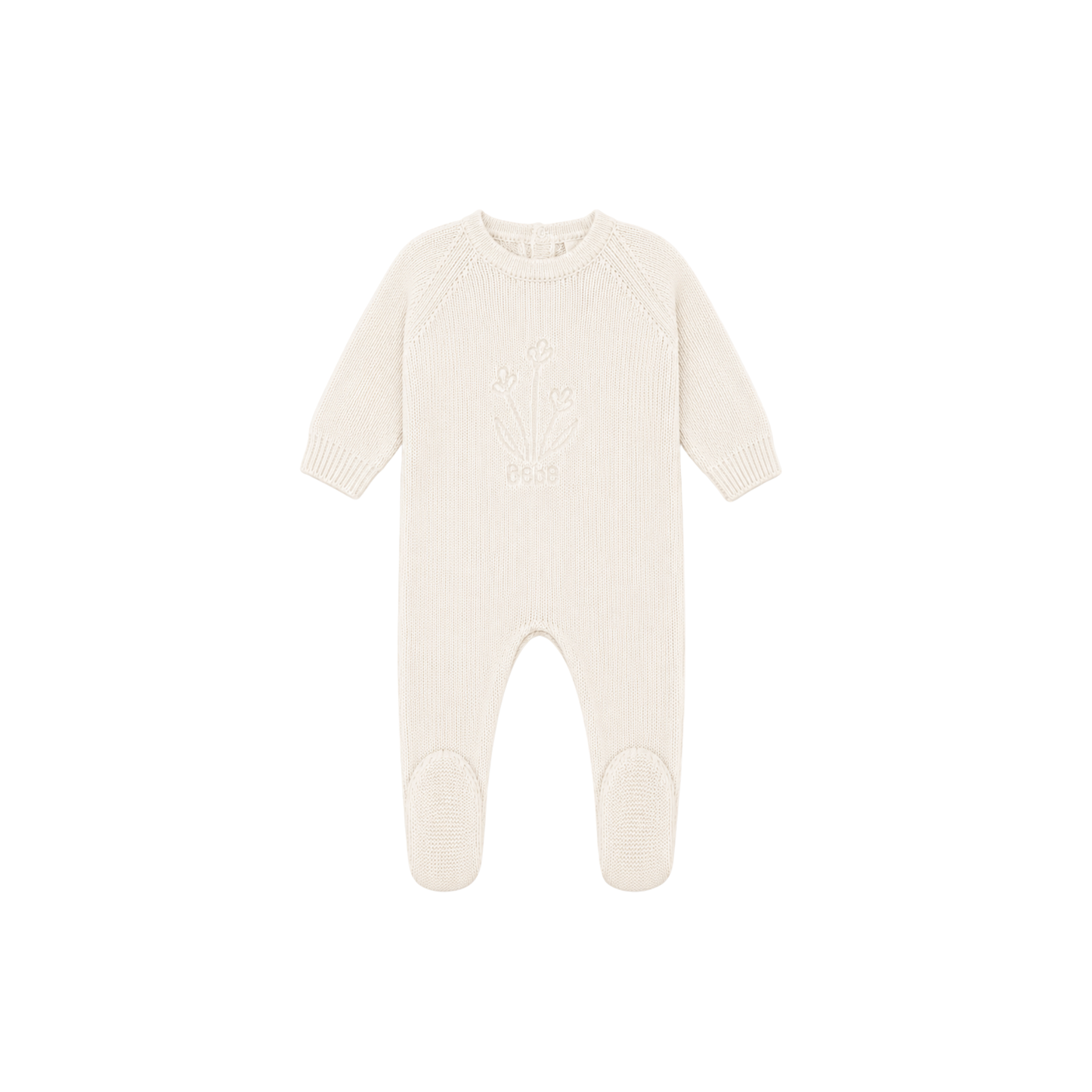 Embossed Knit Footie - Cream