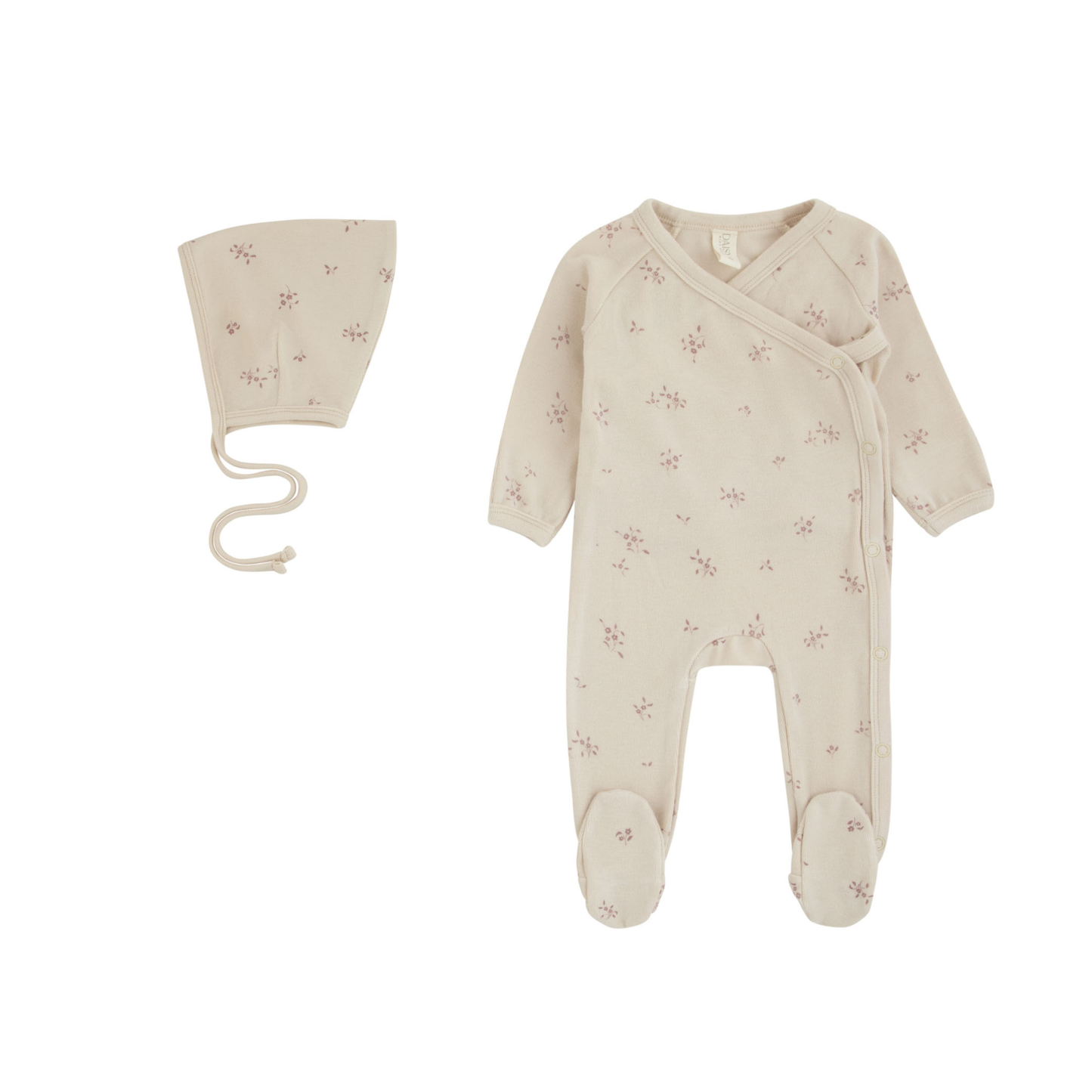 Winter Soft Floral Footie & Bonnet Set - Berry