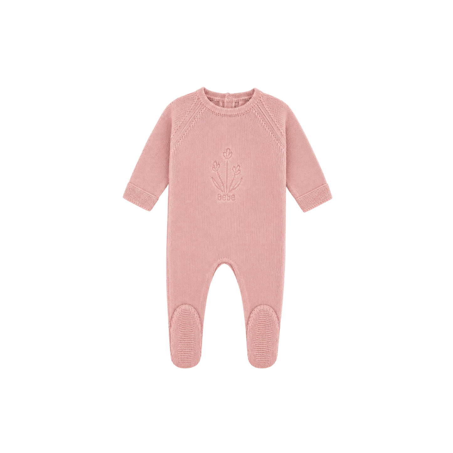 Embossed Knit Footie - Rose