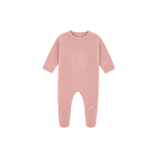 Embossed Knit Footie - Rose