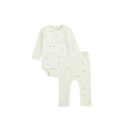 Ribbed Woodland Onesie & Leggings Set - Blush