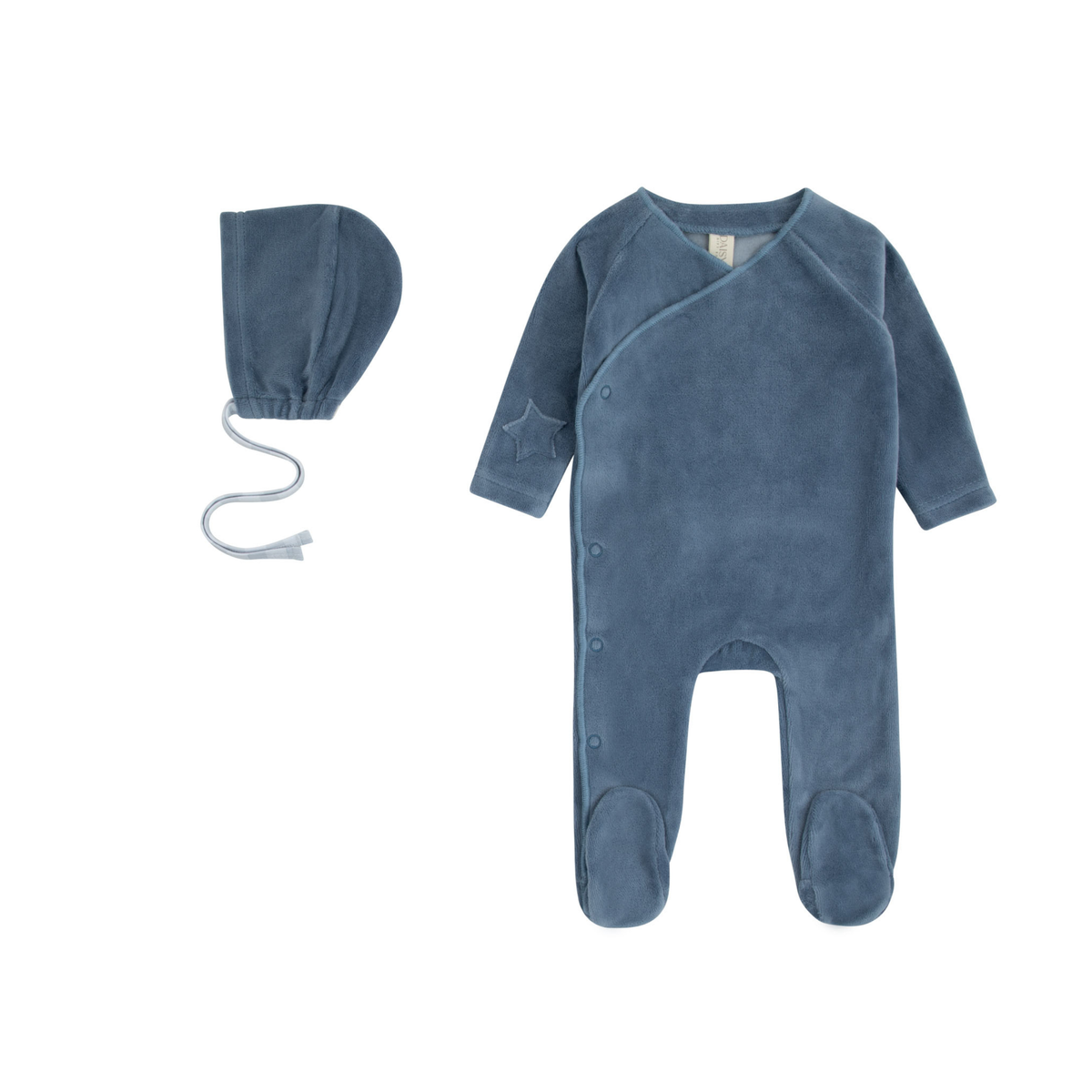 Gingham Patch Footie & Bonnet - Navy