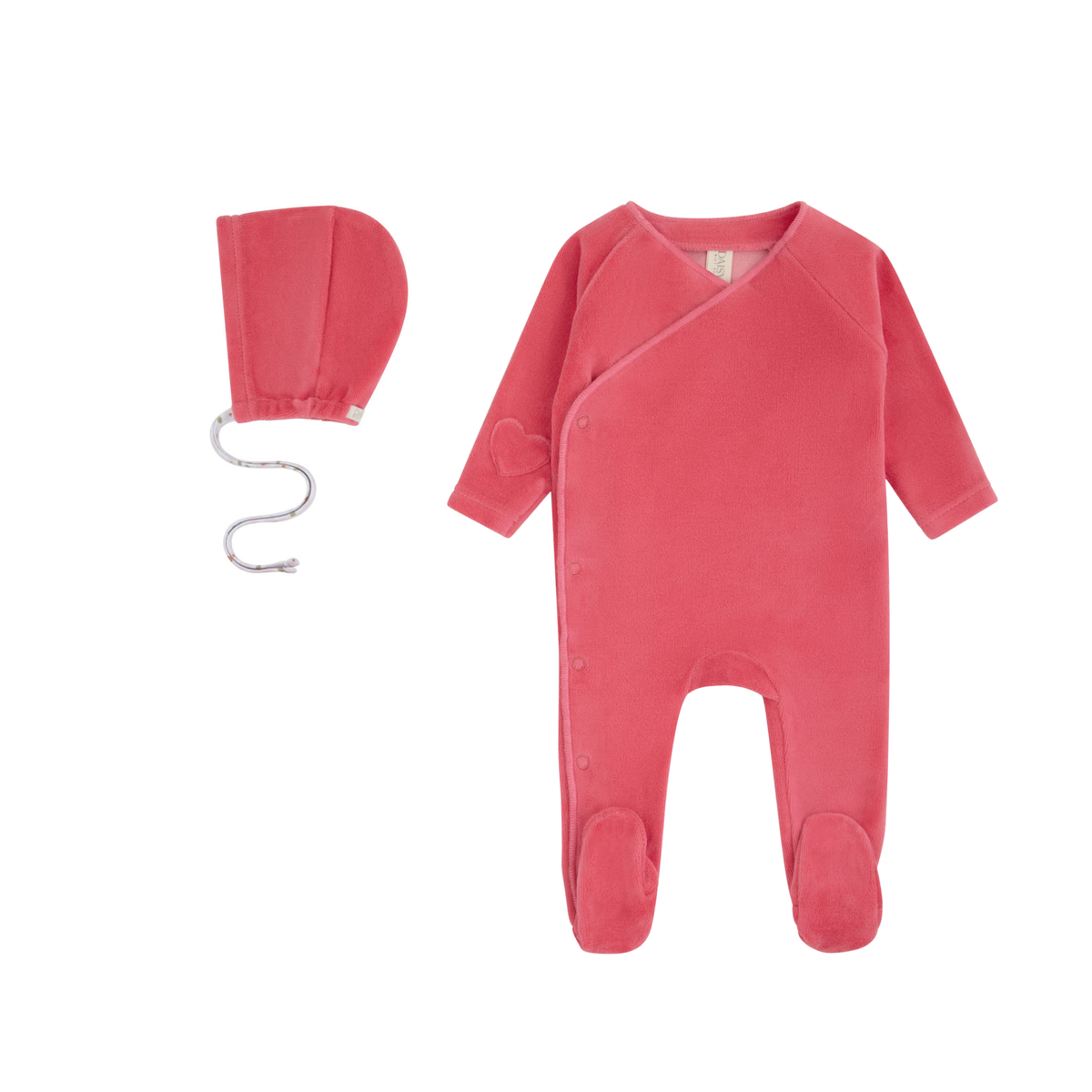 Floral Patch Footie & Bonnet - Hot Pink