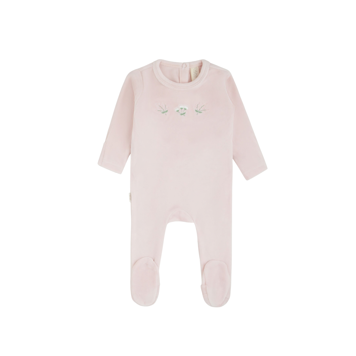 Detailed Velour Footie - Rose