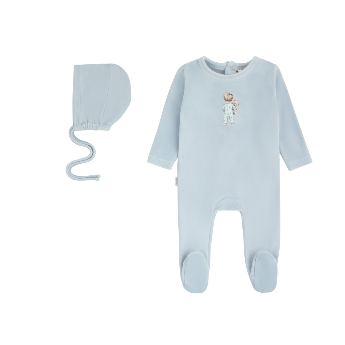 Doll Footie & Bonnet - Soft Blue