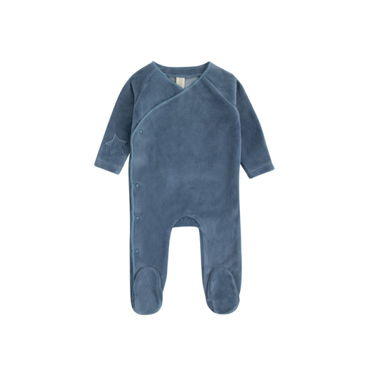 Gingham Patch Footie - Navy