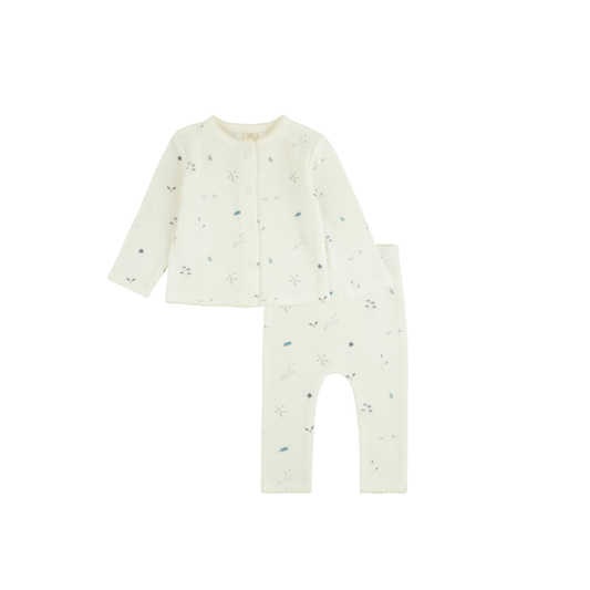 Ribbed Woodland Cardigan and Leggings Set - Slate