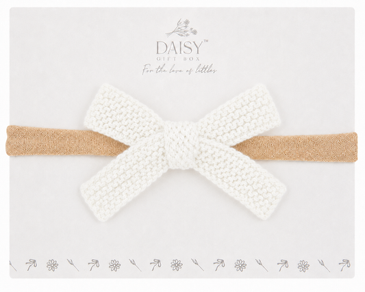 Knit Flat Bow Headband – Cream