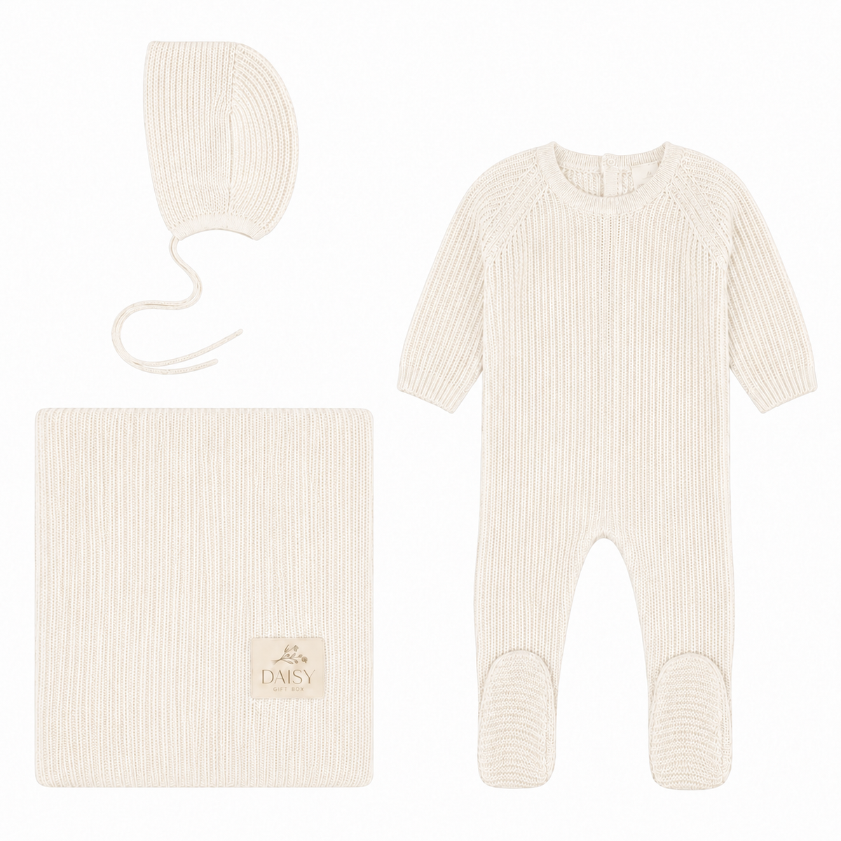 Rib Knit Layette - Cream - 3 Piece