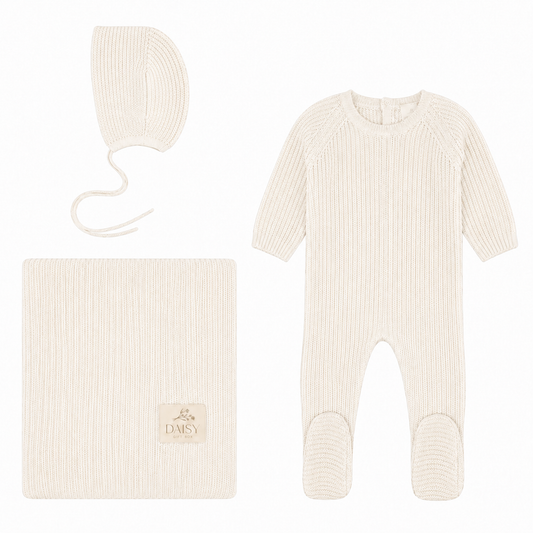 Rib Knit Layette - Cream - 3 Piece