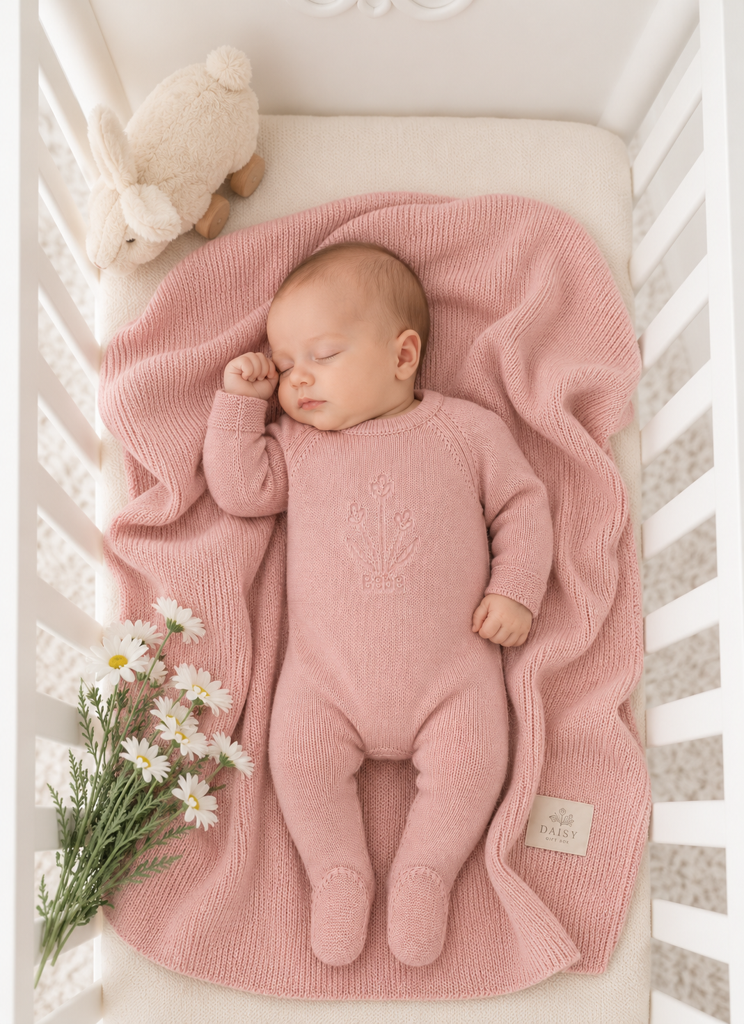 Embossed Knit Layette Set - Rose
