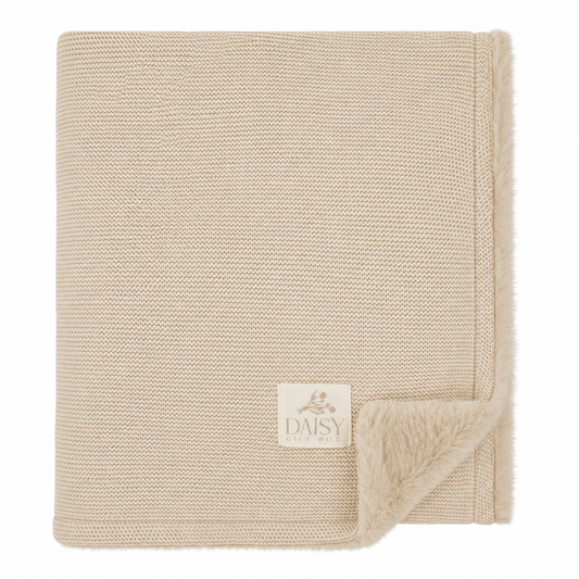 Luxury Knit Fur Blanket - Leaf - Ecru