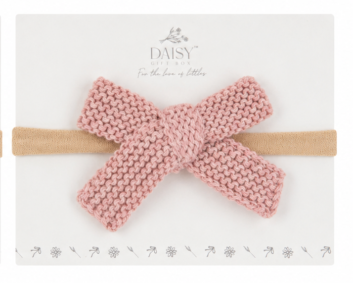 Knit Flat Bow Headband – Rose